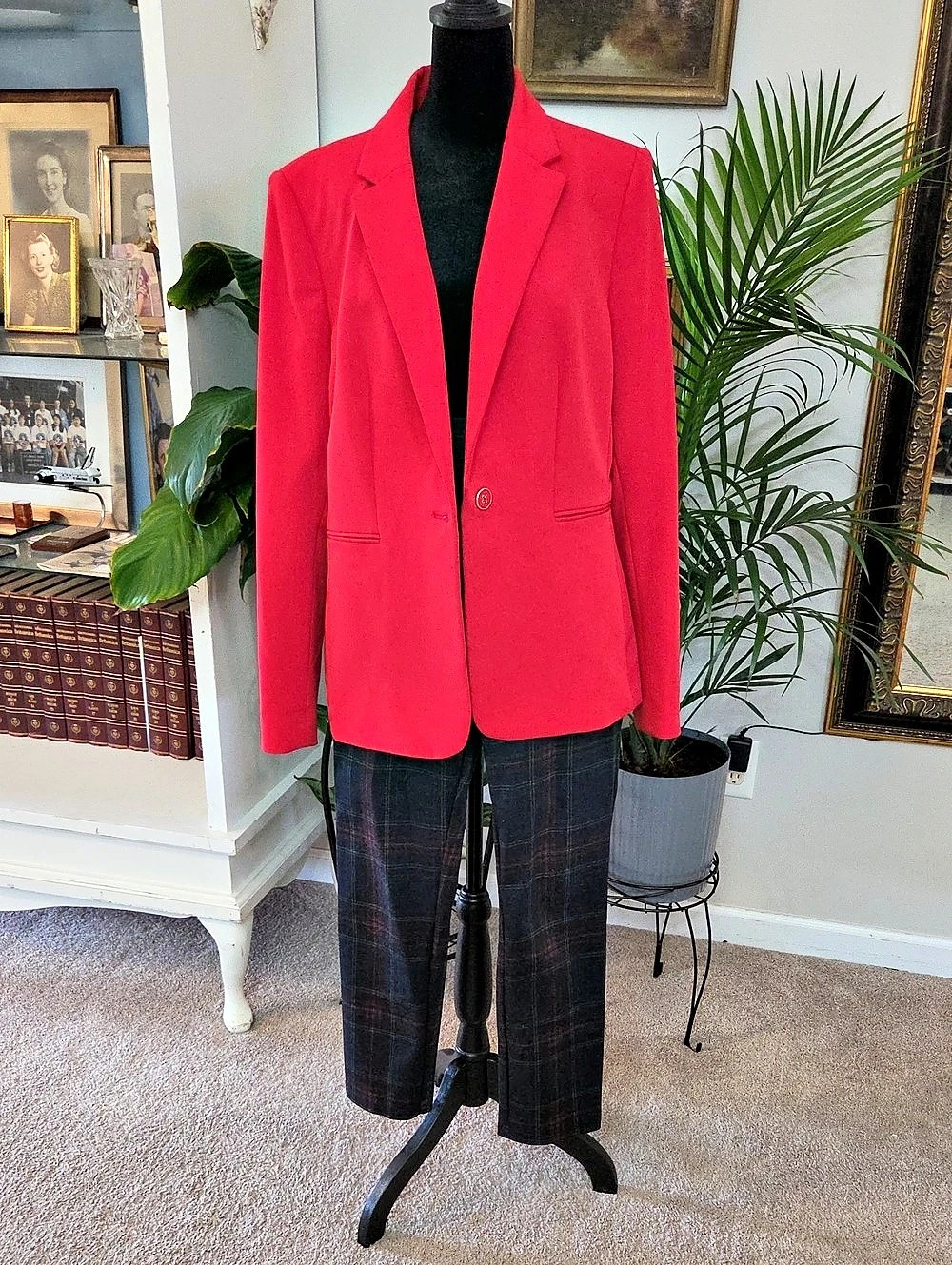 Tommy Hilfiger Slim Fit blazer Red Blazer & Plaid Pants Size 14